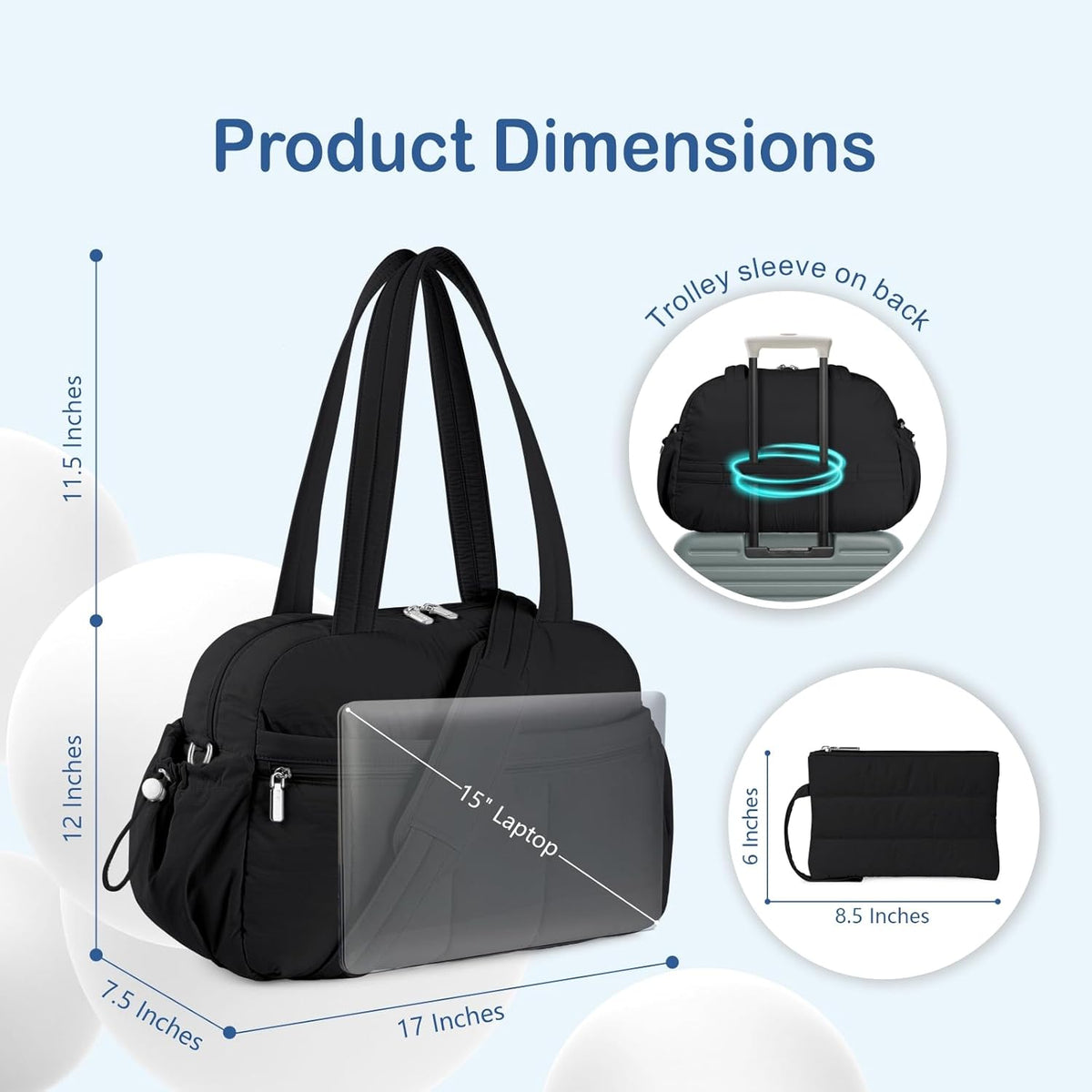 Travel Duffel Bag for Women, Puffer Gym Bag Sports Tote with Wet Pocket, Carry On Weekender with Luggage Sleeve (Navy Blue)