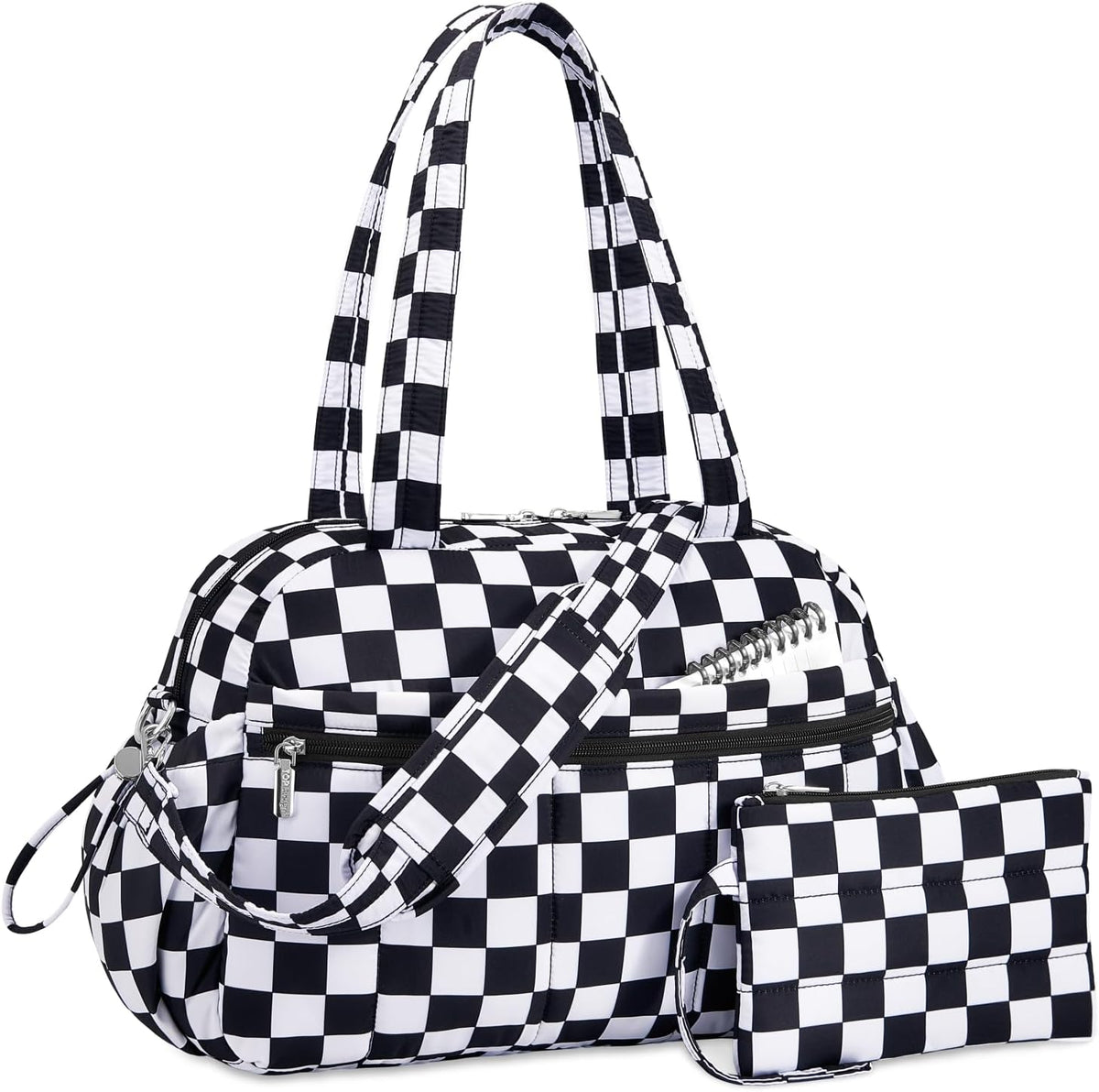 Travel Duffel Bag for Women, Puffer Gym Bag Sports Tote with Wet Pocket, Carry On Weekender with Luggage Sleeve (Navy Blue)