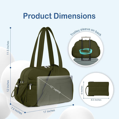 Travel Duffel Bag for Women, Puffer Gym Bag Sports Tote with Wet Pocket, Carry On Weekender with Luggage Sleeve (Navy Blue)