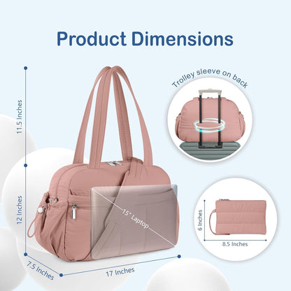 Travel Duffel Bag for Women, Puffer Gym Bag Sports Tote with Wet Pocket, Carry On Weekender with Luggage Sleeve (Navy Blue)