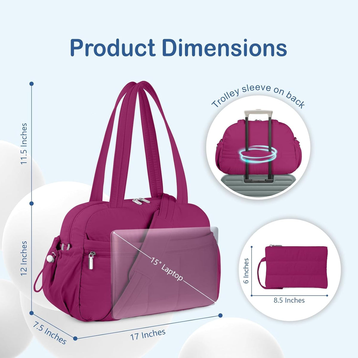 Travel Duffel Bag for Women, Puffer Gym Bag Sports Tote with Wet Pocket, Carry On Weekender with Luggage Sleeve (Navy Blue)