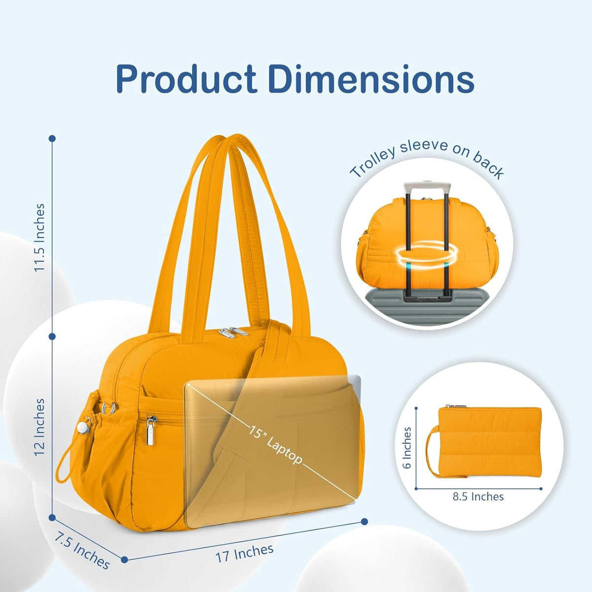 Travel Duffel Bag for Women, Puffer Gym Bag Sports Tote with Wet Pocket, Carry On Weekender with Luggage Sleeve (Navy Blue)