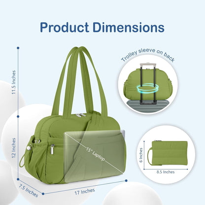 Travel Duffel Bag for Women, Puffer Gym Bag Sports Tote with Wet Pocket, Carry On Weekender with Luggage Sleeve (Navy Blue)