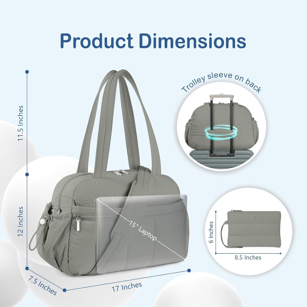 Travel Duffel Bag for Women, Puffer Gym Bag Sports Tote with Wet Pocket, Carry On Weekender with Luggage Sleeve (Navy Blue)