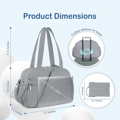 Travel Duffel Bag for Women, Puffer Gym Bag Sports Tote with Wet Pocket, Carry On Weekender with Luggage Sleeve (Navy Blue)