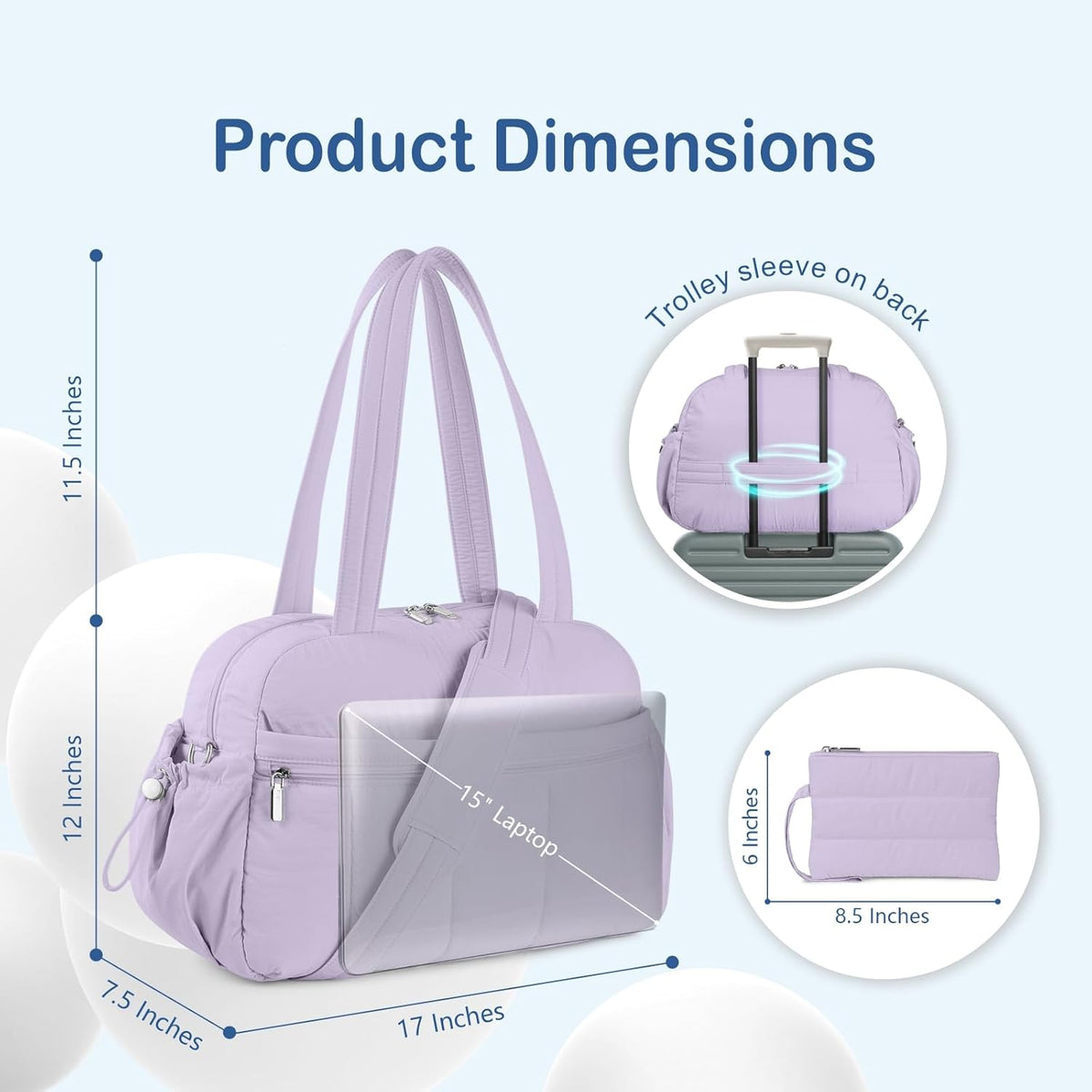 Travel Duffel Bag for Women, Puffer Gym Bag Sports Tote with Wet Pocket, Carry On Weekender with Luggage Sleeve (Navy Blue)