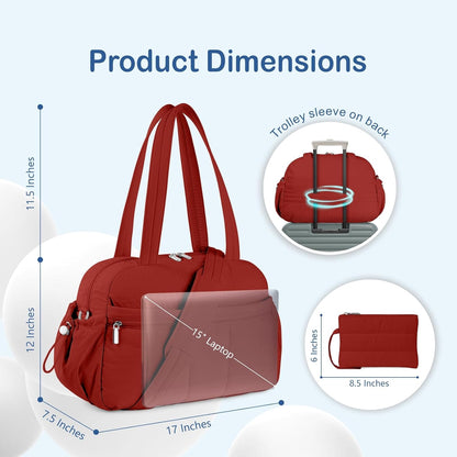 Travel Duffel Bag for Women, Puffer Gym Bag Sports Tote with Wet Pocket, Carry On Weekender with Luggage Sleeve (Navy Blue)