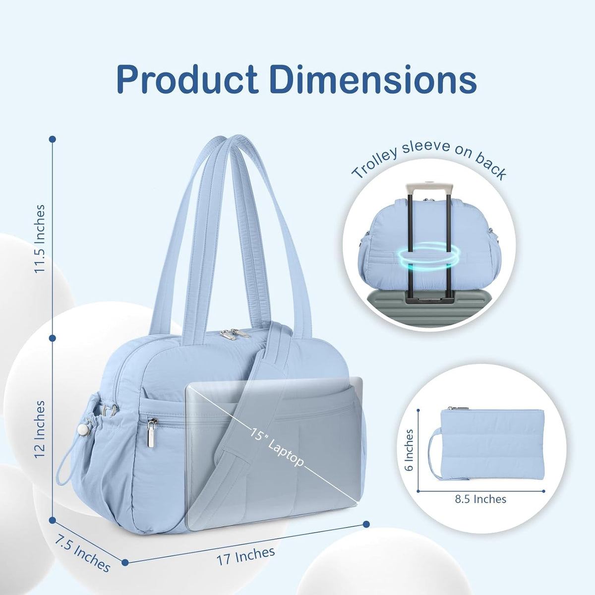 Travel Duffel Bag for Women, Puffer Gym Bag Sports Tote with Wet Pocket, Carry On Weekender with Luggage Sleeve (Navy Blue)