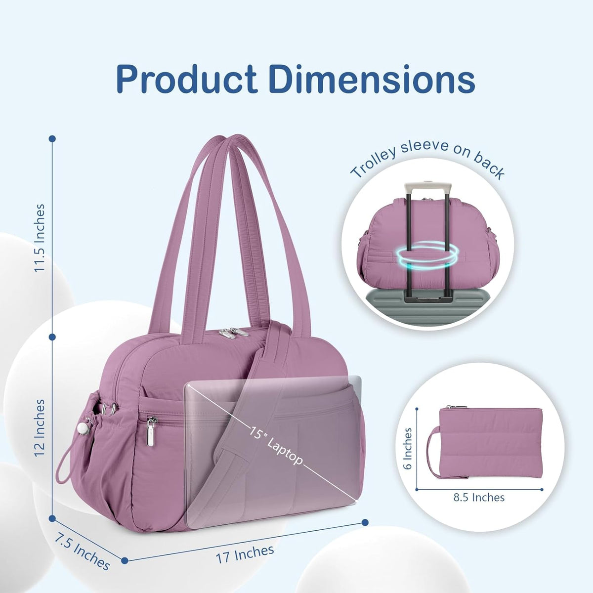 Travel Duffel Bag for Women, Puffer Gym Bag Sports Tote with Wet Pocket, Carry On Weekender with Luggage Sleeve (Navy Blue)