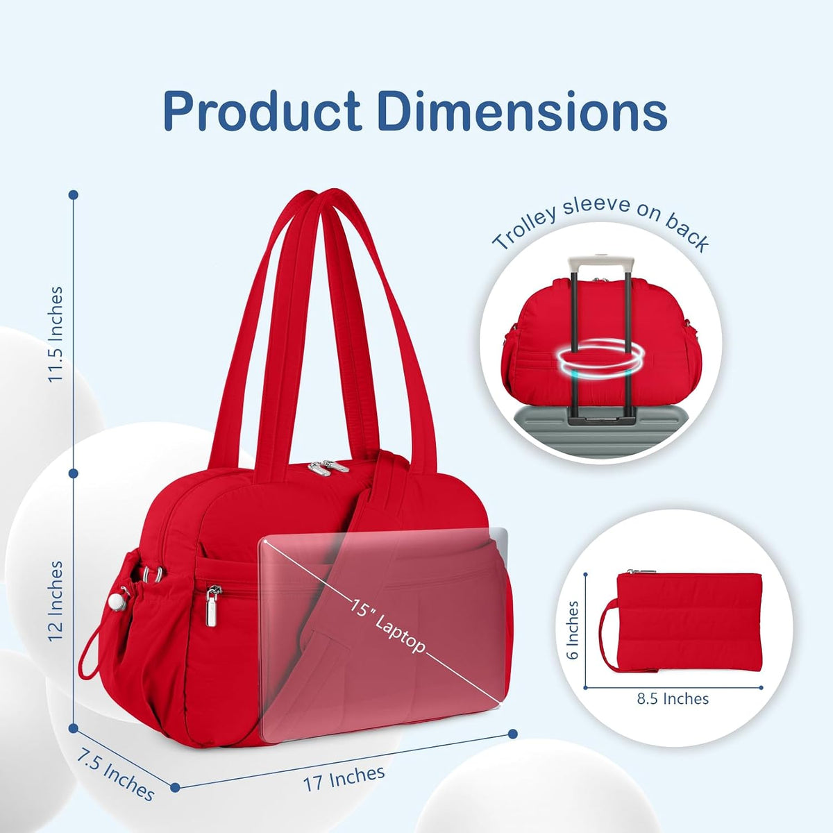 Travel Duffel Bag for Women, Puffer Gym Bag Sports Tote with Wet Pocket, Carry On Weekender with Luggage Sleeve (Navy Blue)