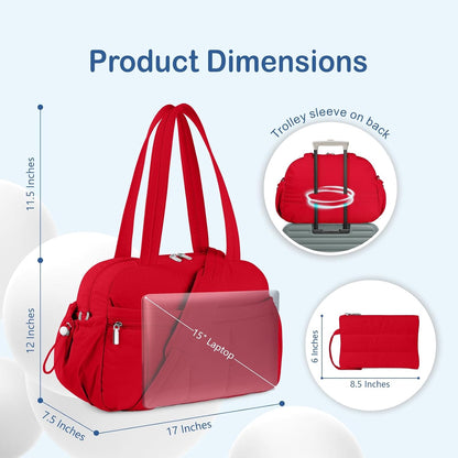 Travel Duffel Bag for Women, Puffer Gym Bag Sports Tote with Wet Pocket, Carry On Weekender with Luggage Sleeve (Navy Blue)