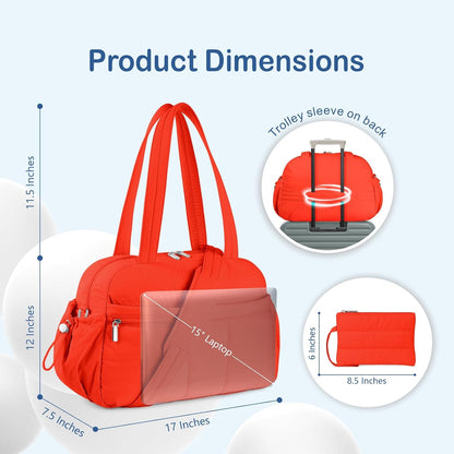 Travel Duffel Bag for Women, Puffer Gym Bag Sports Tote with Wet Pocket, Carry On Weekender with Luggage Sleeve (Navy Blue)