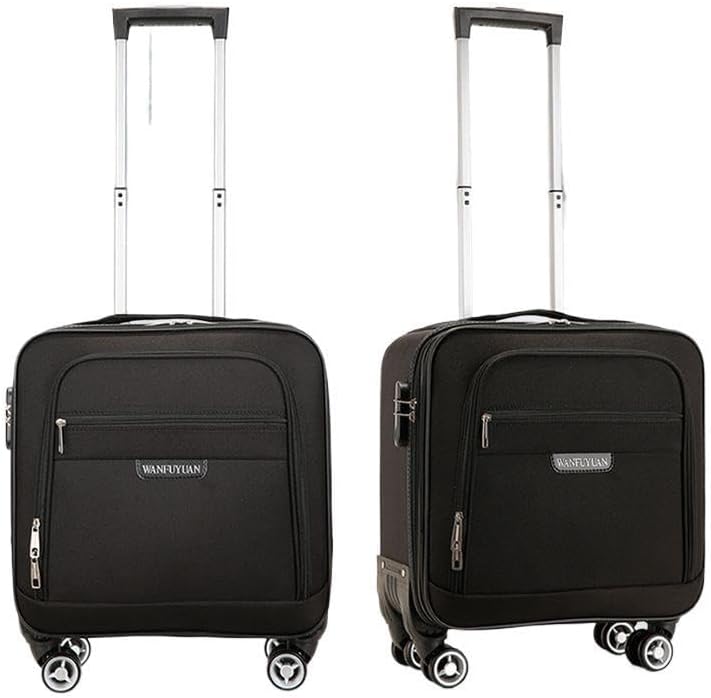 18 Inch Carry On Luggage, Rolling Laptop Briefcase Suitcase with 360° Spinner Wheels & Telescopic Handle, Ergonomic Business Travel Bag Overnight Case for Airplane Flight, Black