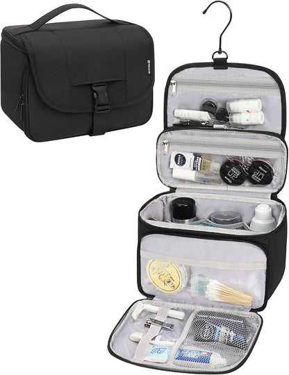 Toiletry Bag for Men, Hanging Toiletries Bag for Women Water Resistant Dopp Kit Shaving Bag, Travel Essentials Large Capacity Organizer Case for Toiletries Accessories, Black