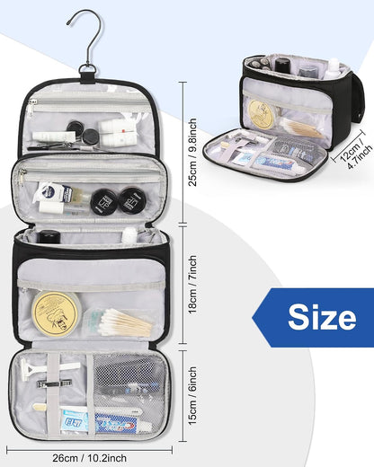 Toiletry Bag for Men, Hanging Toiletries Bag for Women Water Resistant Dopp Kit Shaving Bag, Travel Essentials Large Capacity Organizer Case for Toiletries Accessories, Black