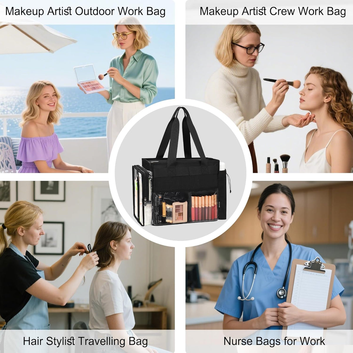 Extra Large Makeup Bag, Makeup Artist Kit Bag with Divider Professional Cosmetic Bag Organizer Hair Stylist Organizer Bag Mobile Pro Makeup Storage Case Duffle Tote Bag for Makeup Beauty Lover