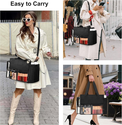 Extra Large Makeup Bag, Makeup Artist Kit Bag with Divider Professional Cosmetic Bag Organizer Hair Stylist Organizer Bag Mobile Pro Makeup Storage Case Duffle Tote Bag for Makeup Beauty Lover