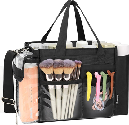 Extra Large Makeup Bag, Makeup Artist Kit Bag with Divider Professional Cosmetic Bag Organizer Hair Stylist Organizer Bag Mobile Pro Makeup Storage Case Duffle Tote Bag for Makeup Beauty Lover