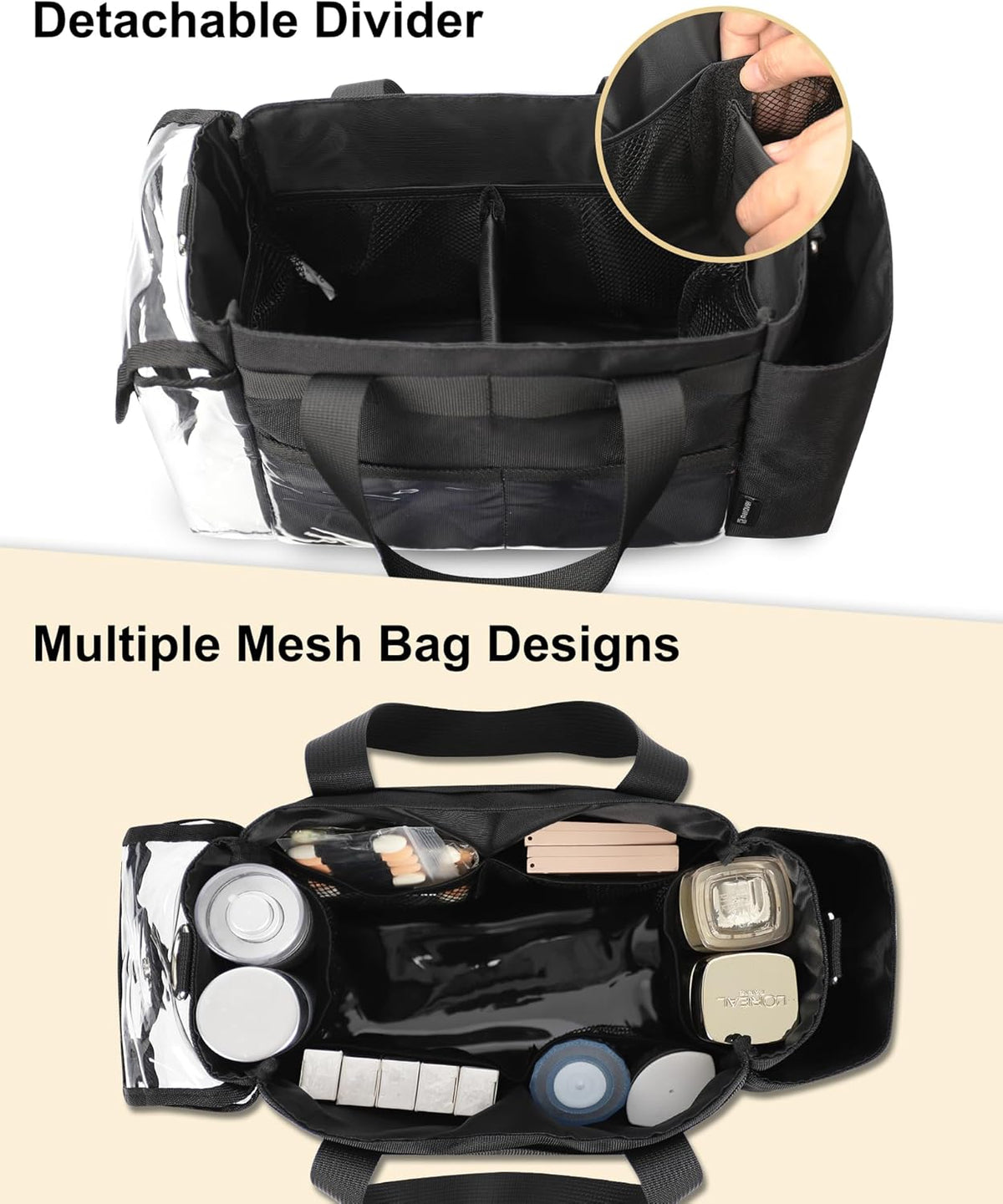 Extra Large Makeup Bag, Makeup Artist Kit Bag with Divider Professional Cosmetic Bag Organizer Hair Stylist Organizer Bag Mobile Pro Makeup Storage Case Duffle Tote Bag for Makeup Beauty Lover