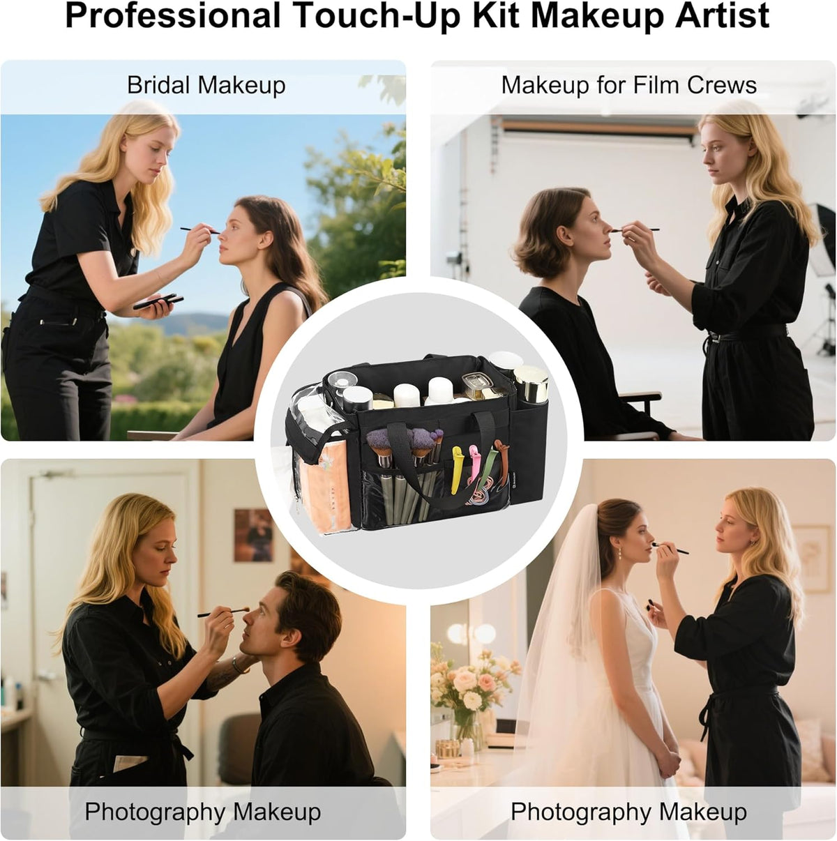 Extra Large Makeup Bag, Makeup Artist Kit Bag with Divider Professional Cosmetic Bag Organizer Hair Stylist Organizer Bag Mobile Pro Makeup Storage Case Duffle Tote Bag for Makeup Beauty Lover