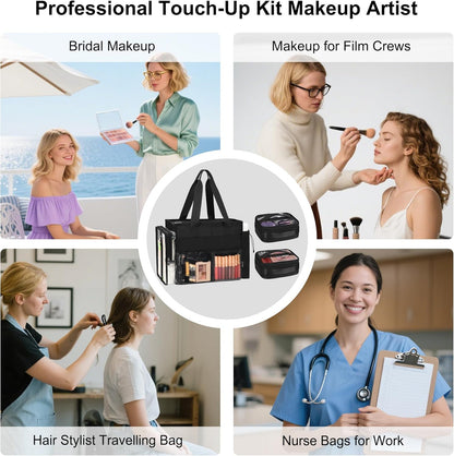 Extra Large Makeup Bag, Makeup Artist Kit Bag with Divider Professional Cosmetic Bag Organizer Hair Stylist Organizer Bag Mobile Pro Makeup Storage Case Duffle Tote Bag for Makeup Beauty Lover