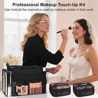 Extra Large Makeup Bag, Makeup Artist Kit Bag with Divider Professional Cosmetic Bag Organizer Hair Stylist Organizer Bag Mobile Pro Makeup Storage Case Duffle Tote Bag for Makeup Beauty Lover