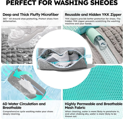 Shoe Washing Machine Bag: Laundry Shoe Bag Keeps Clean - Reusable Shoe Washing Bag for Sneaker Tennis Shoes Unstain Cleaner Kit(Yellow 2 Pcs)