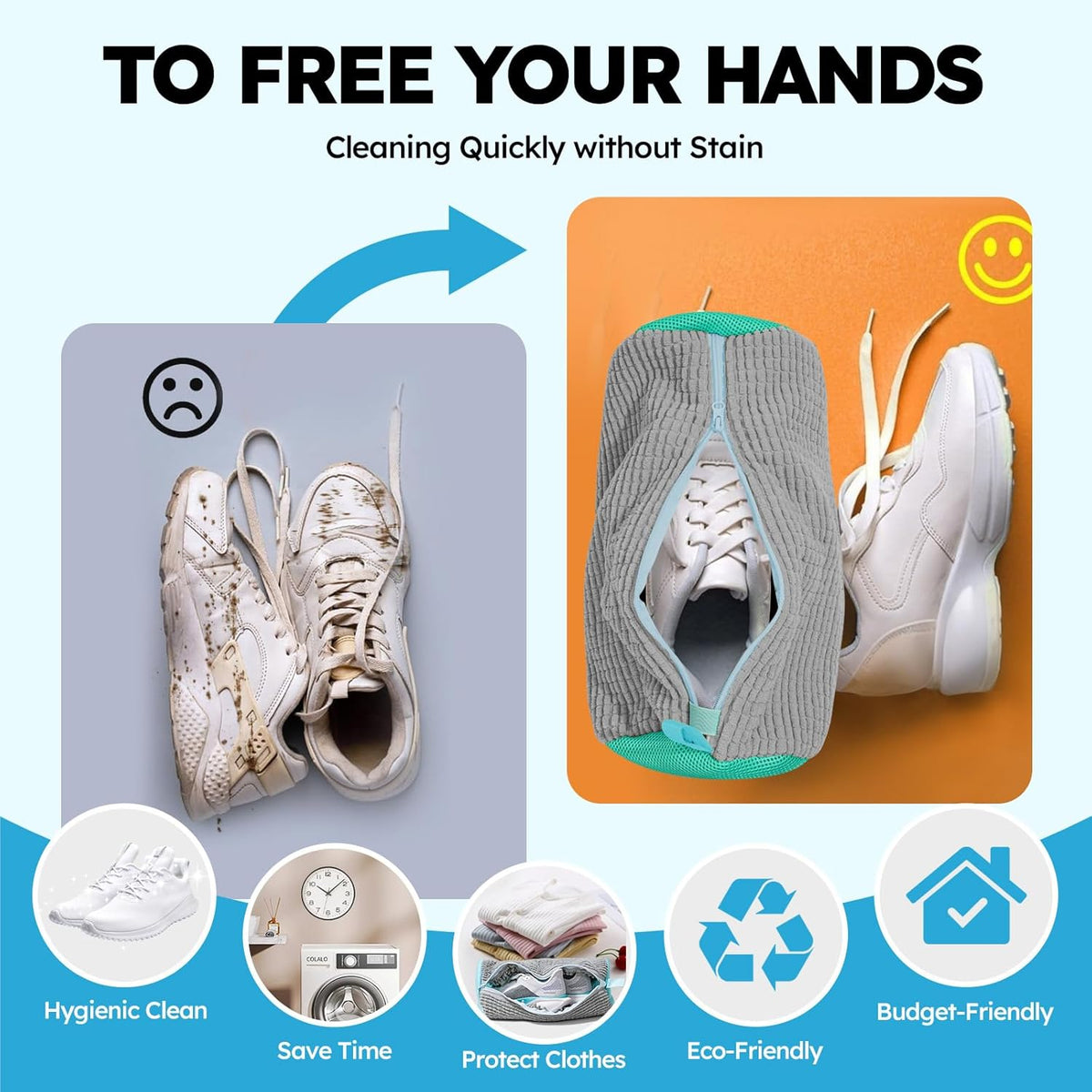 Shoe Washing Machine Bag: Laundry Shoe Bag Keeps Clean - Reusable Shoe Washing Bag for Sneaker Tennis Shoes Unstain Cleaner Kit(Yellow 2 Pcs)