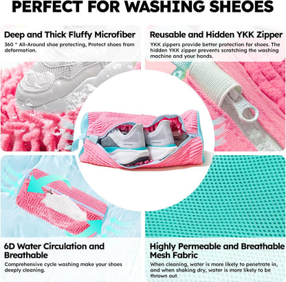 Shoe Washing Machine Bag: Laundry Shoe Bag Keeps Clean - Reusable Shoe Washing Bag for Sneaker Tennis Shoes Unstain Cleaner Kit(Yellow 2 Pcs)