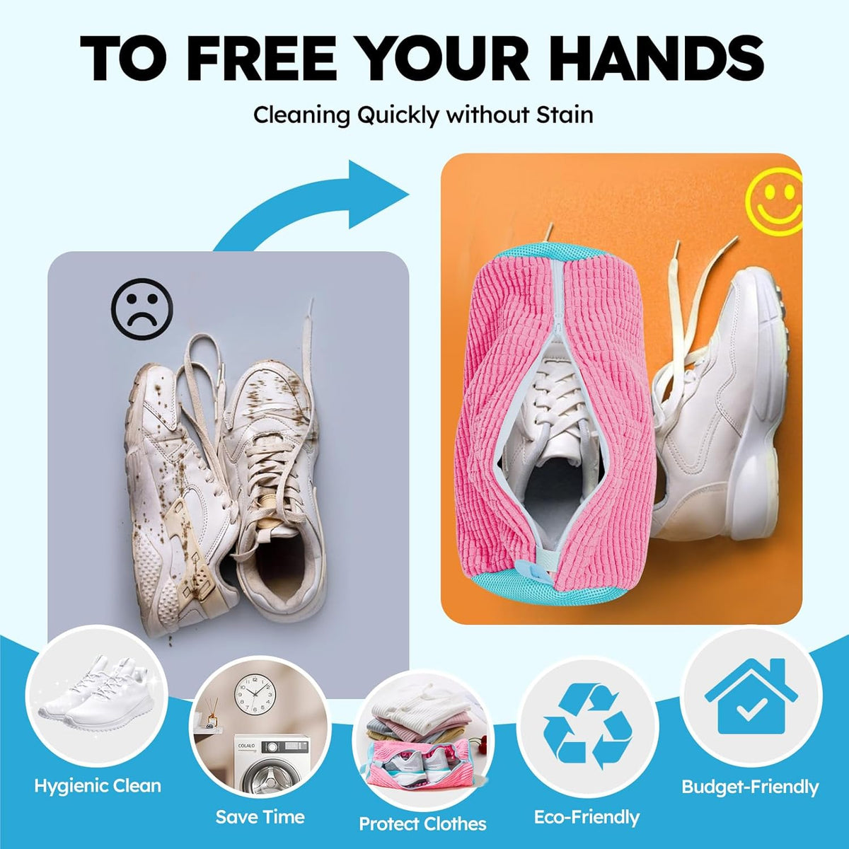 Shoe Washing Machine Bag: Laundry Shoe Bag Keeps Clean - Reusable Shoe Washing Bag for Sneaker Tennis Shoes Unstain Cleaner Kit(Yellow 2 Pcs)