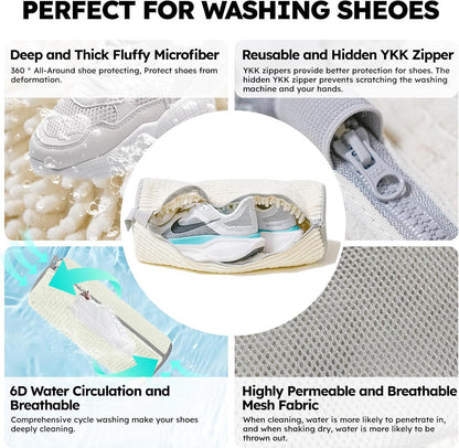 Shoe Washing Machine Bag: Laundry Shoe Bag Keeps Clean - Reusable Shoe Washing Bag for Sneaker Tennis Shoes Unstain Cleaner Kit(Yellow 2 Pcs)
