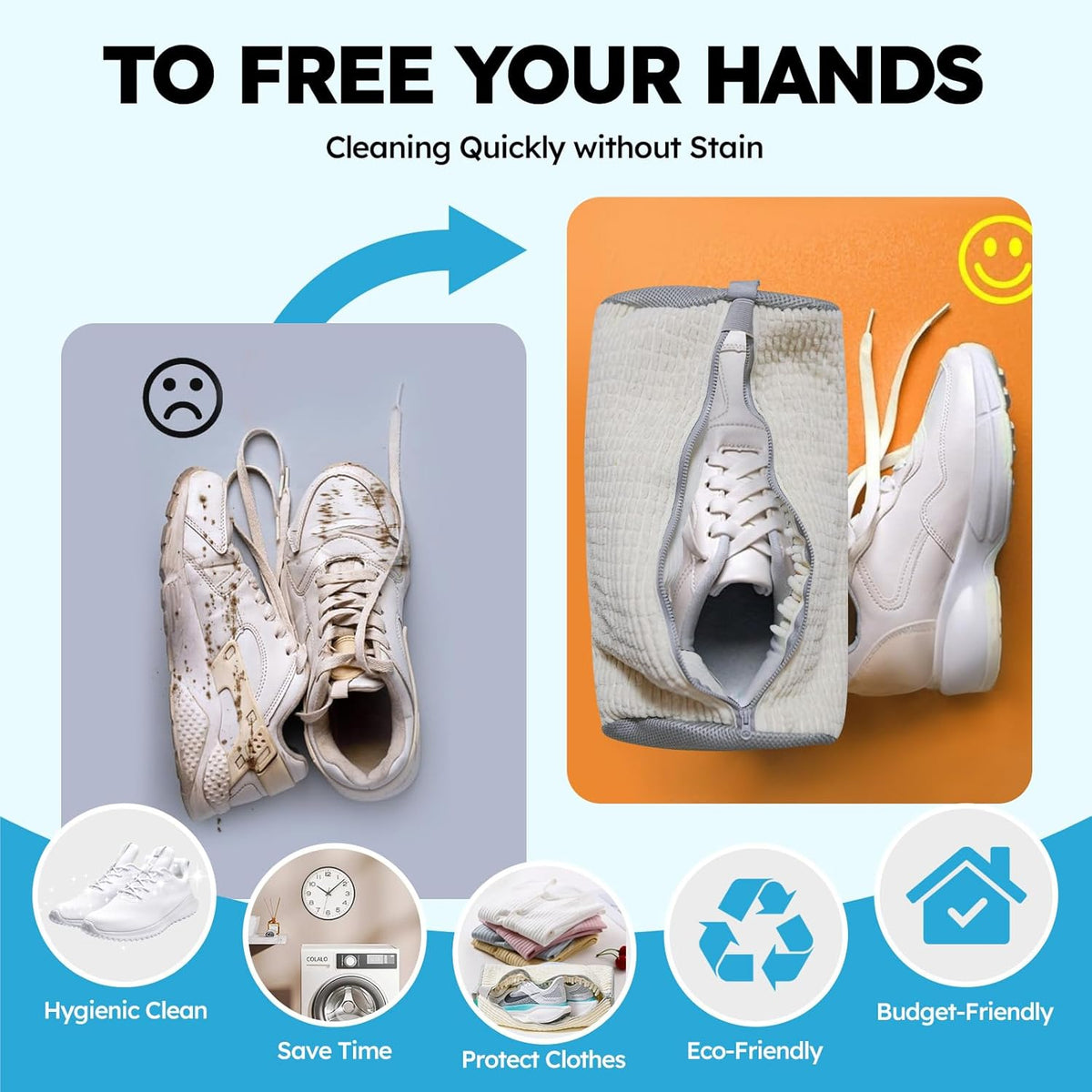 Shoe Washing Machine Bag: Laundry Shoe Bag Keeps Clean - Reusable Shoe Washing Bag for Sneaker Tennis Shoes Unstain Cleaner Kit(Yellow 2 Pcs)