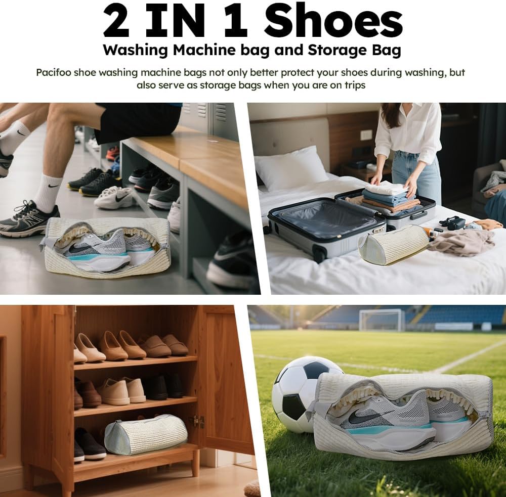 Shoe Washing Machine Bag: Laundry Shoe Bag Keeps Clean - Reusable Shoe Washing Bag for Sneaker Tennis Shoes Unstain Cleaner Kit(Yellow 2 Pcs)