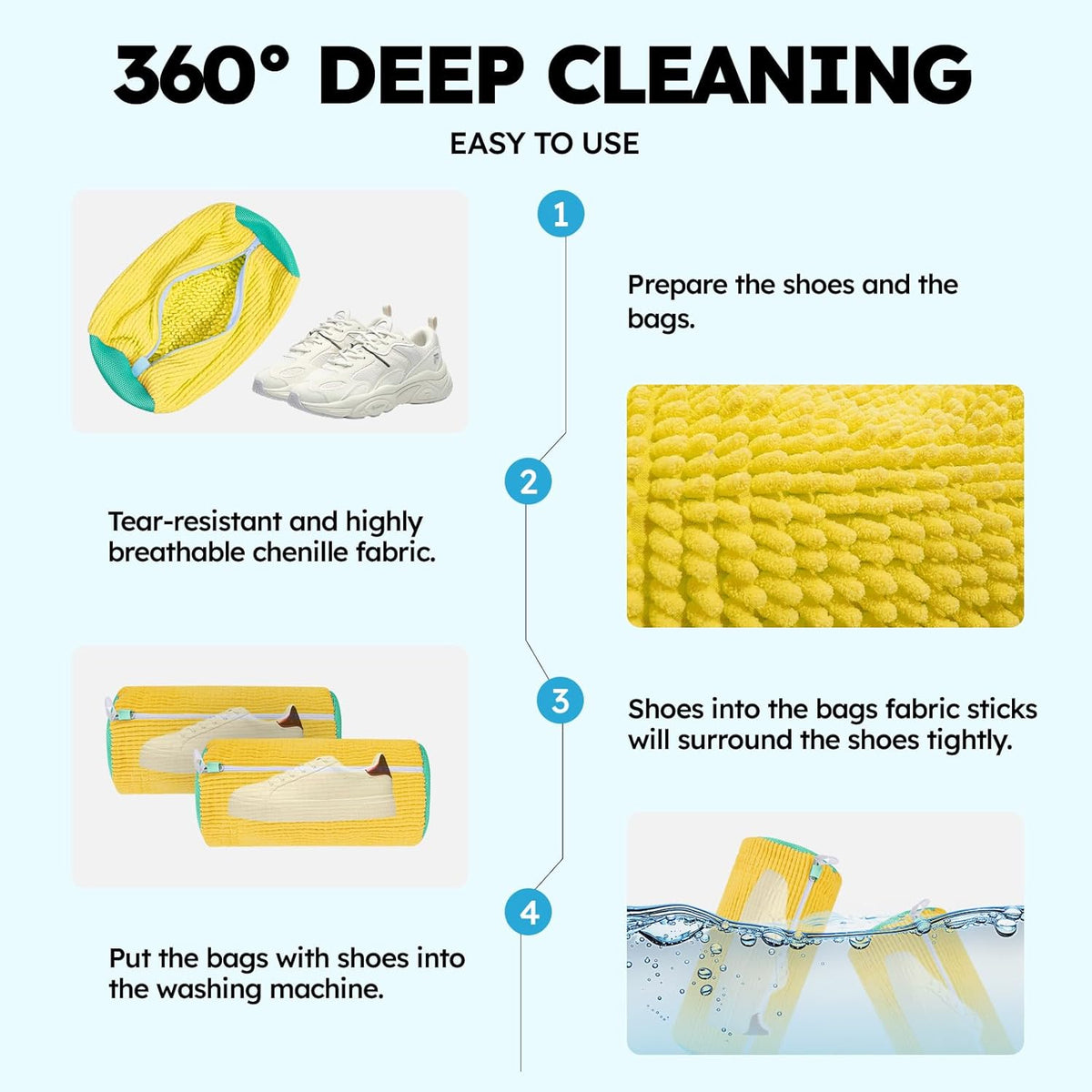 Shoe Washing Machine Bag: Laundry Shoe Bag Keeps Clean - Reusable Shoe Washing Bag for Sneaker Tennis Shoes Unstain Cleaner Kit(Yellow 2 Pcs)
