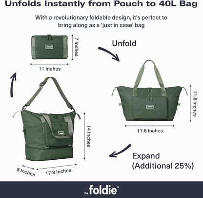 Foldable Travel Bag for Women - 40L Weekender Bag with Multiple Pockets - Carry On Expendable Travel Bag