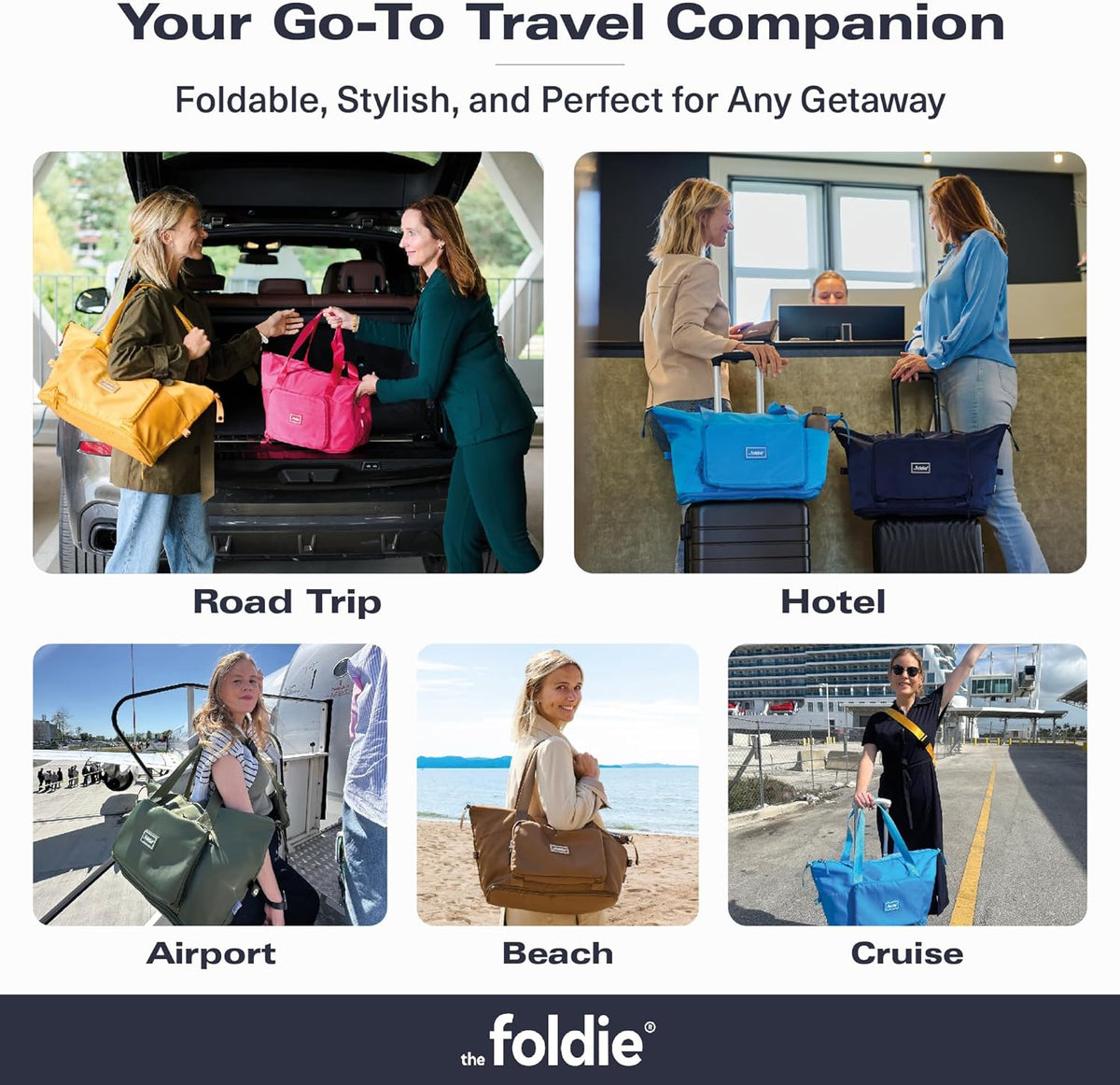 Foldable Travel Bag for Women - 40L Weekender Bag with Multiple Pockets - Carry On Expendable Travel Bag