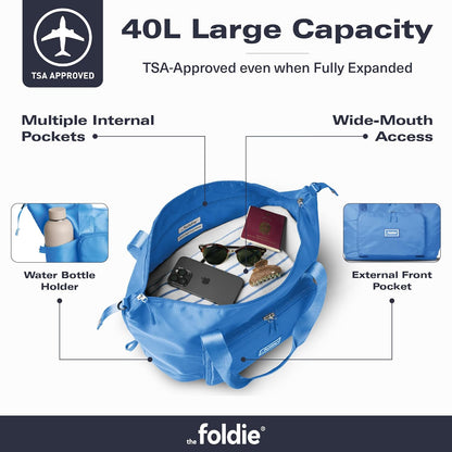 Foldable Travel Bag for Women - 40L Weekender Bag with Multiple Pockets - Carry On Expendable Travel Bag