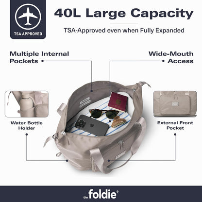Foldable Travel Bag for Women - 40L Weekender Bag with Multiple Pockets - Carry On Expendable Travel Bag