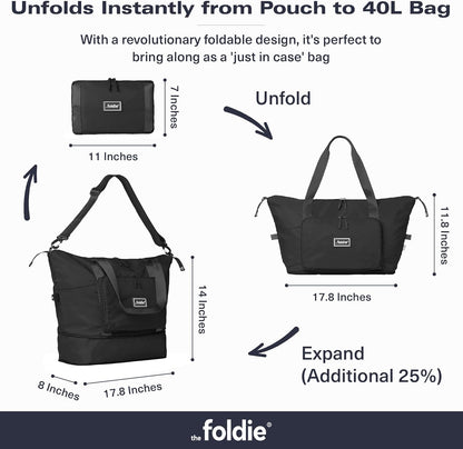 Foldable Travel Bag for Women - 40L Weekender Bag with Multiple Pockets - Carry On Expendable Travel Bag