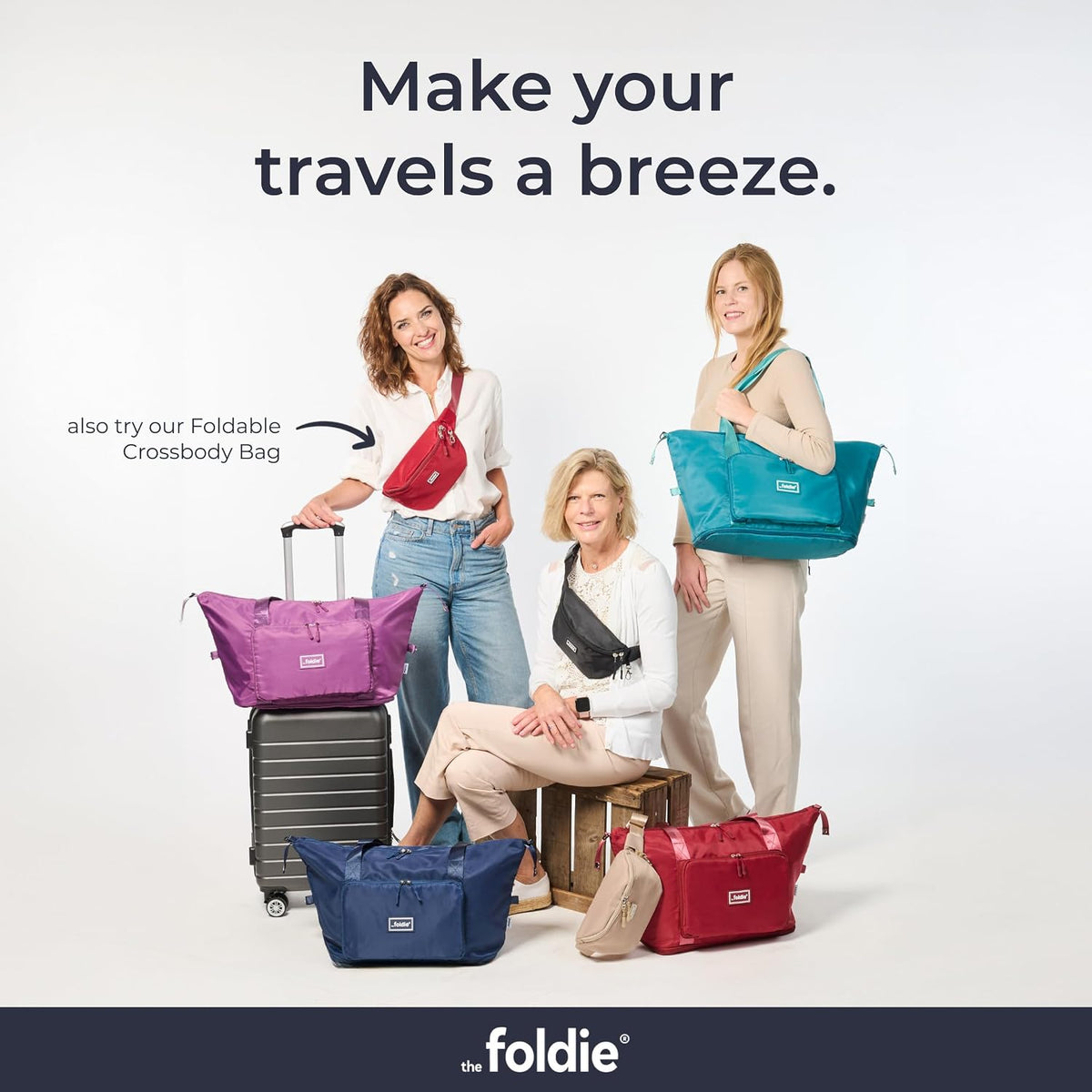 Foldable Travel Bag for Women - 40L Weekender Bag with Multiple Pockets - Carry On Expendable Travel Bag