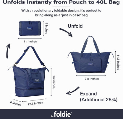 Foldable Travel Bag for Women - 40L Weekender Bag with Multiple Pockets - Carry On Expendable Travel Bag