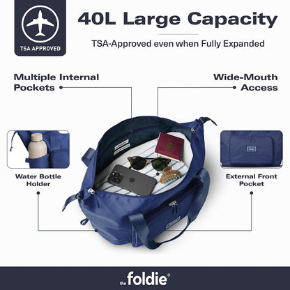 Foldable Travel Bag for Women - 40L Weekender Bag with Multiple Pockets - Carry On Expendable Travel Bag