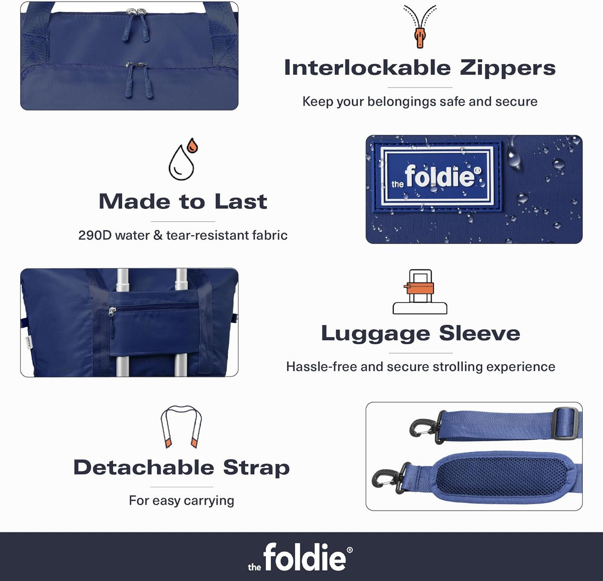 Foldable Travel Bag for Women - 40L Weekender Bag with Multiple Pockets - Carry On Expendable Travel Bag