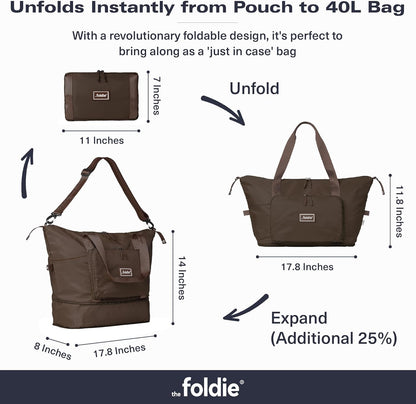 Foldable Travel Bag for Women - 40L Weekender Bag with Multiple Pockets - Carry On Expendable Travel Bag