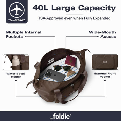 Foldable Travel Bag for Women - 40L Weekender Bag with Multiple Pockets - Carry On Expendable Travel Bag