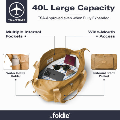 Foldable Travel Bag for Women - 40L Weekender Bag with Multiple Pockets - Carry On Expendable Travel Bag