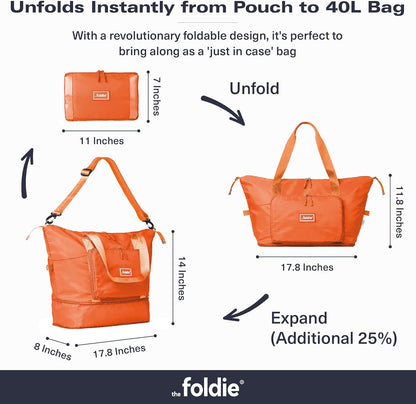 Foldable Travel Bag for Women - 40L Weekender Bag with Multiple Pockets - Carry On Expendable Travel Bag