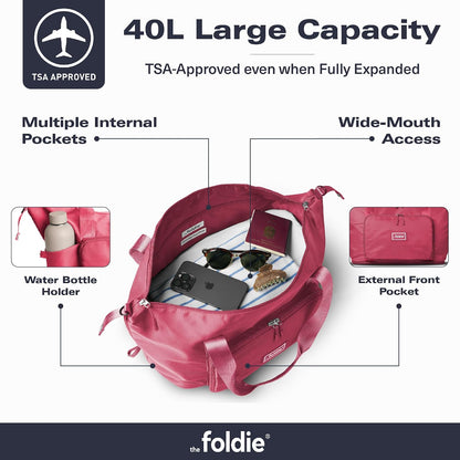 Foldable Travel Bag for Women - 40L Weekender Bag with Multiple Pockets - Carry On Expendable Travel Bag