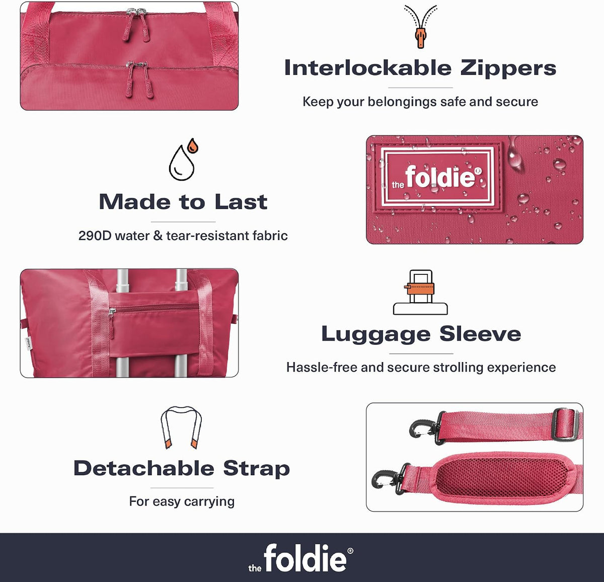 Foldable Travel Bag for Women - 40L Weekender Bag with Multiple Pockets - Carry On Expendable Travel Bag