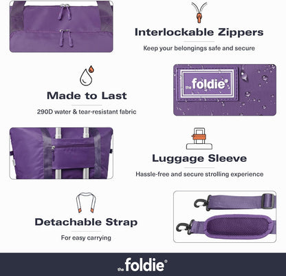 Foldable Travel Bag for Women - 40L Weekender Bag with Multiple Pockets - Carry On Expendable Travel Bag